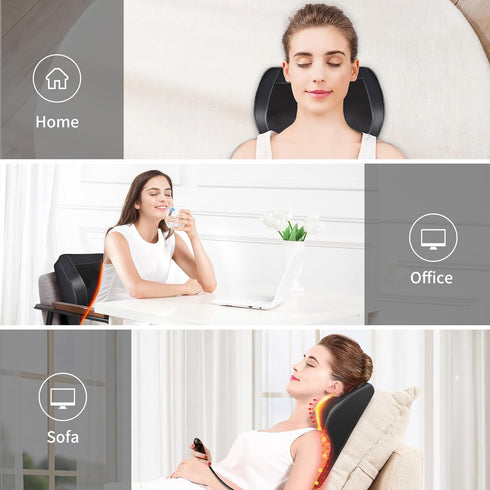 Back & Neck Massager with Heat, Shiatsu Massage Pillow for Pain Relief